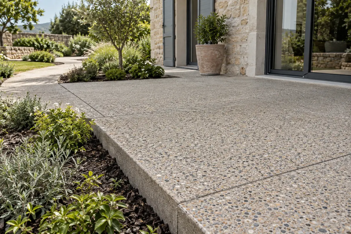 Illustration d’une terrasse en béton décoratif